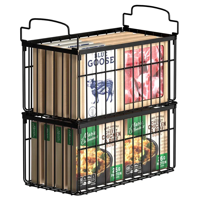 Space-Saving Freezer Storage Bins with Handles (Pack of 2/4/6/8) — Stackable, open-design, high load-bearing, rust-resistant, and ventilated; designed for chest freezers and kitchen use