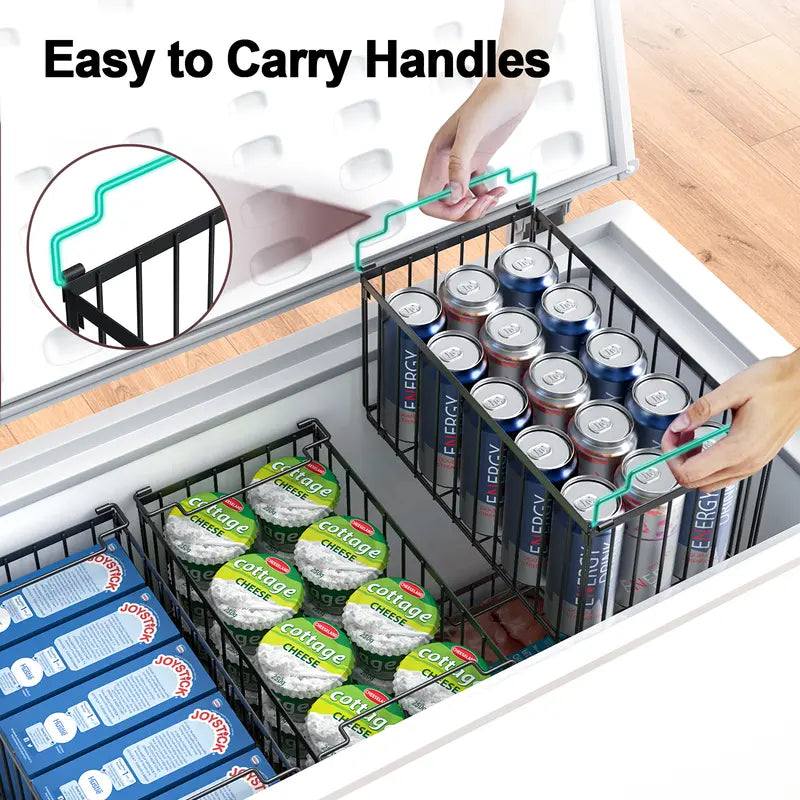 Space-Saving Freezer Storage Bins with Handles (Pack of 2/4/6/8) — Stackable, open-design, high load-bearing, rust-resistant, and ventilated; designed for chest freezers and kitchen use